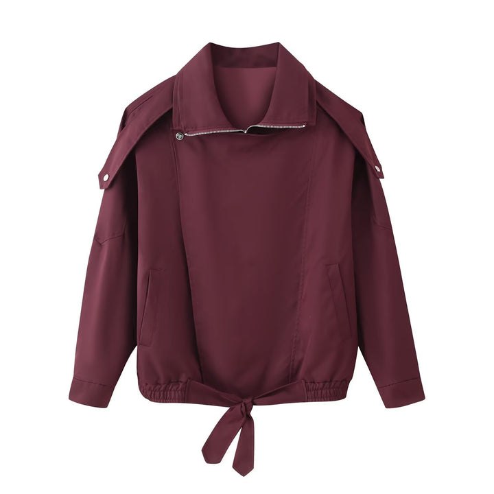 Damen lässige Übergangsjacke mit hohem Kragen und verstellbarem Kordelzug Drune
