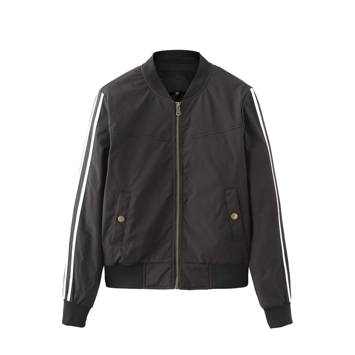 Damen sportliche Bomberjacke mit modischen Seiteneinsätzen und elastischen Bündchen Drune