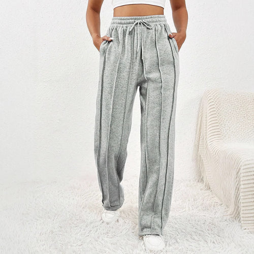 Damen lässige Plissee-Hose mit elastischem Bund Drune