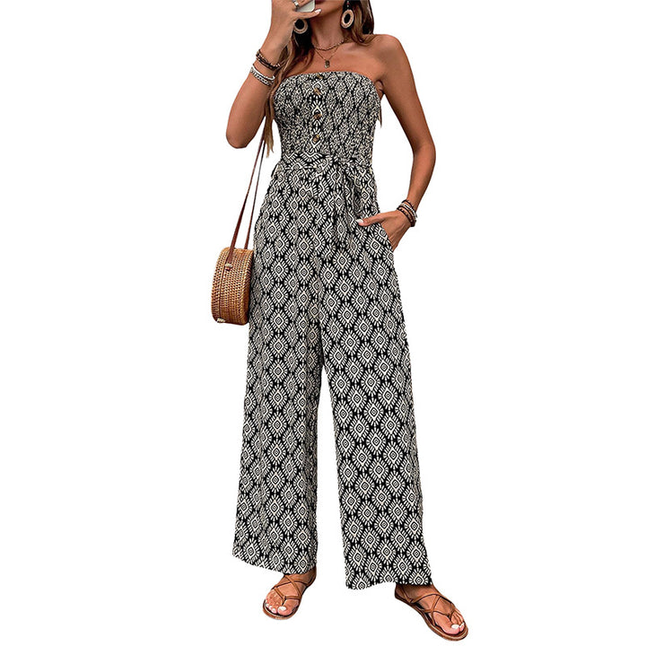 Damen Jumpsuit mit aufregendem Boho-Muster und elastischem Bund Drune