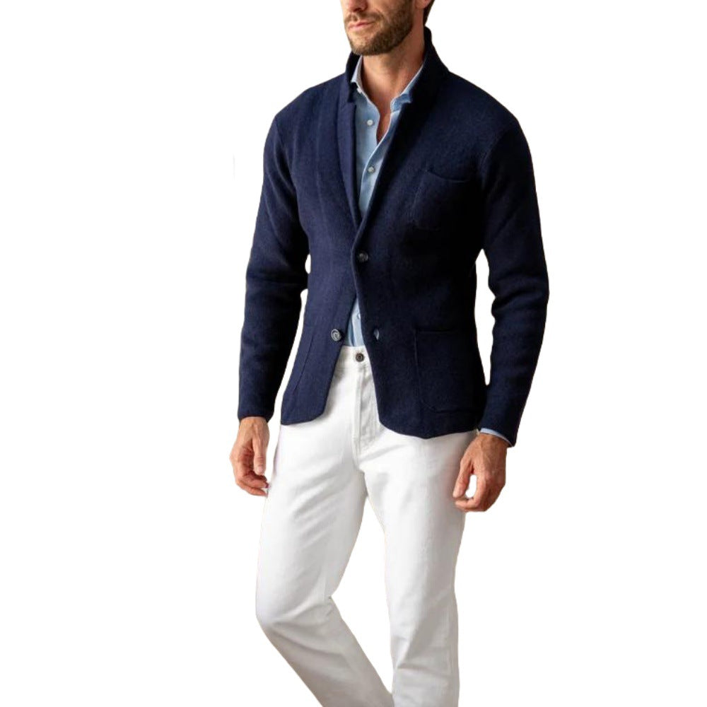 Herren modern geschnittener Strickmantel mit komfortablem Kragen und praktischen Taschen Drune