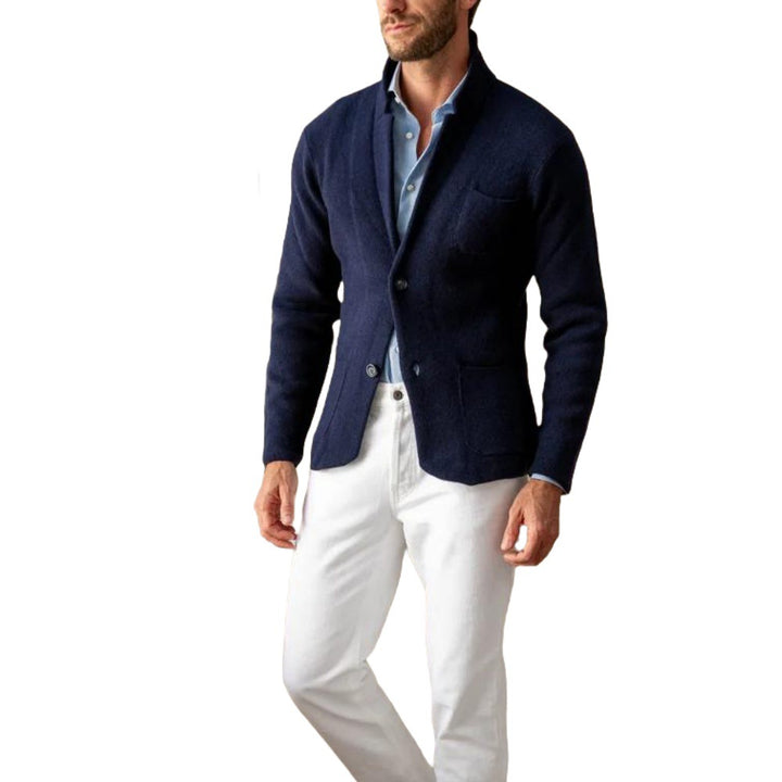 Herren modern geschnittener Strickmantel mit komfortablem Kragen und praktischen Taschen Drune