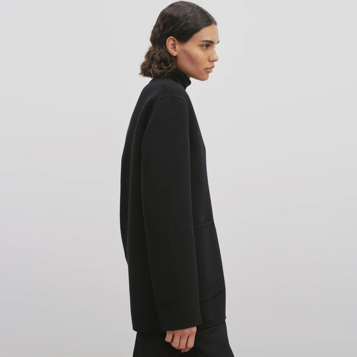 Damen eleganter Strickblazer mit großem Revers und praktischen Taschen Drune