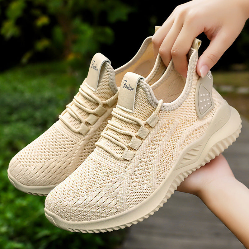 Damen nan gestrickter Sockensneaker mit Fersenstabilisator, reaktiver Leicht-EVA-Zwischensohle und elastischer Schnellzug-Schnürung Drune