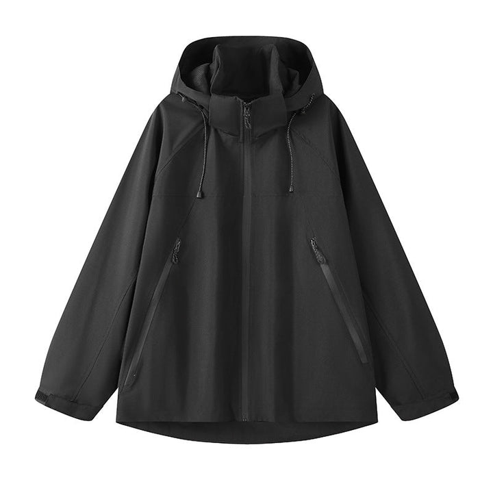 Damen technische Outdoor-Jacke mit verstellbarer Kapuze und funktionalen Reißverschlusstaschen Drune