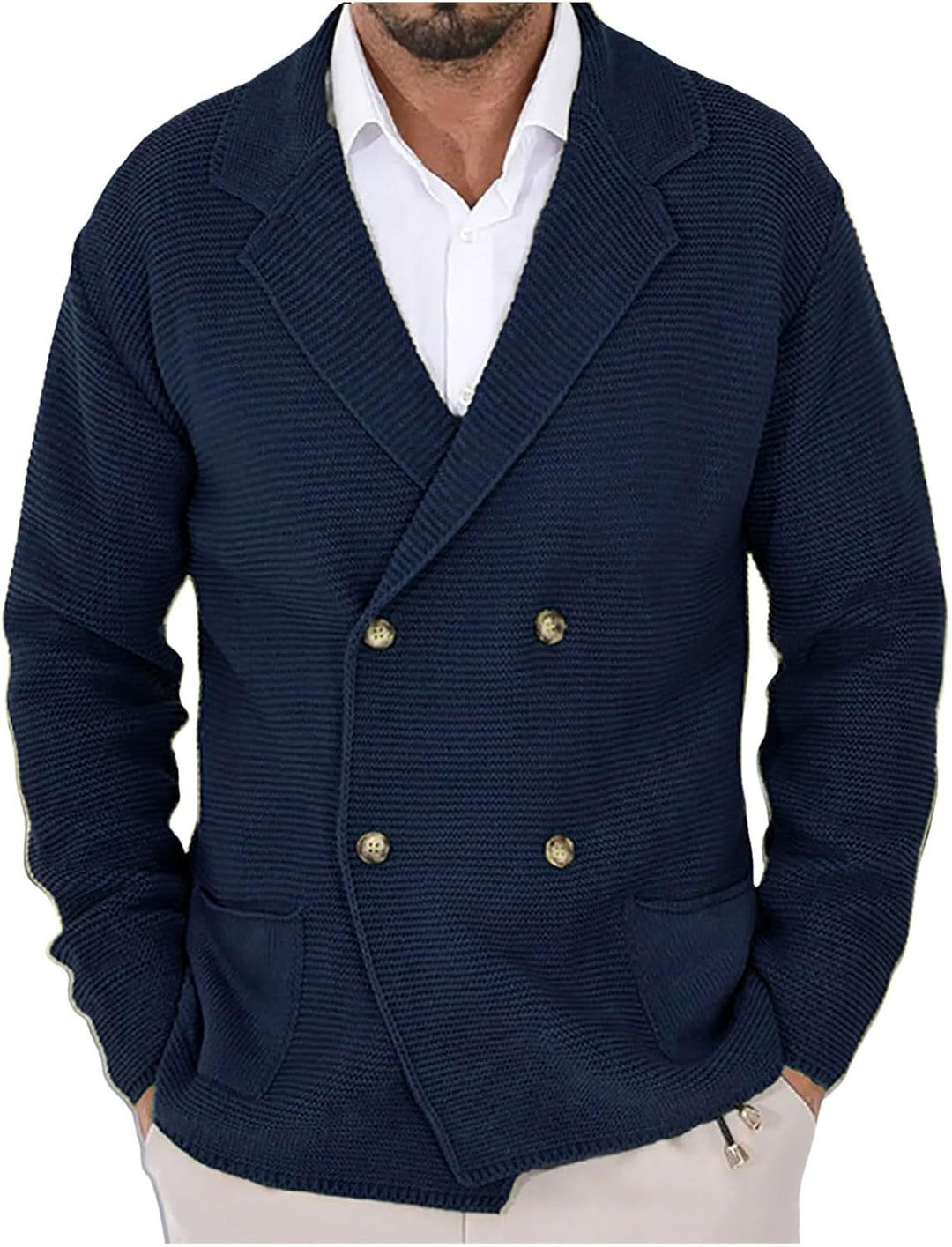 Herren Strickjacke mit doppelter Knopfleiste und modernen Taschen Drune