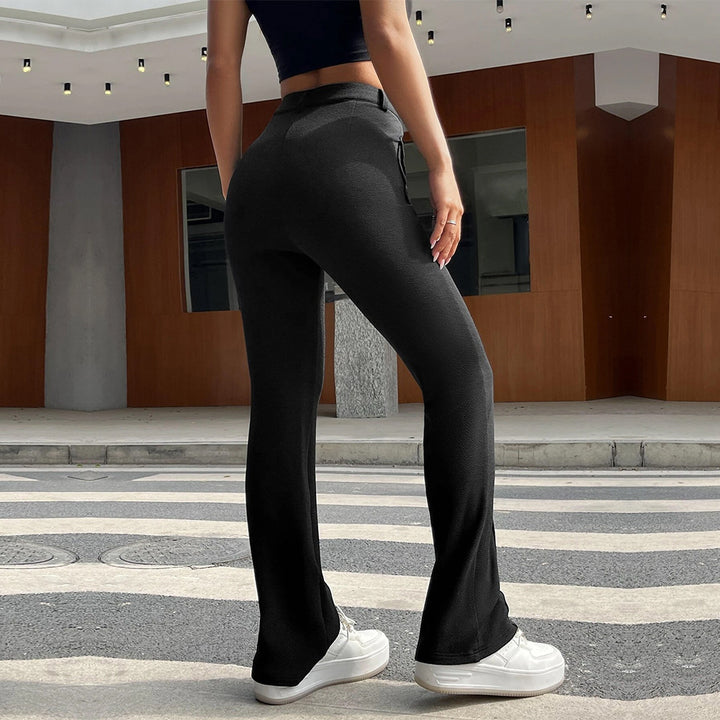 Damen klassische Palazzo-Hose mit aufgesetzten Taschen und hohem Bund Drune