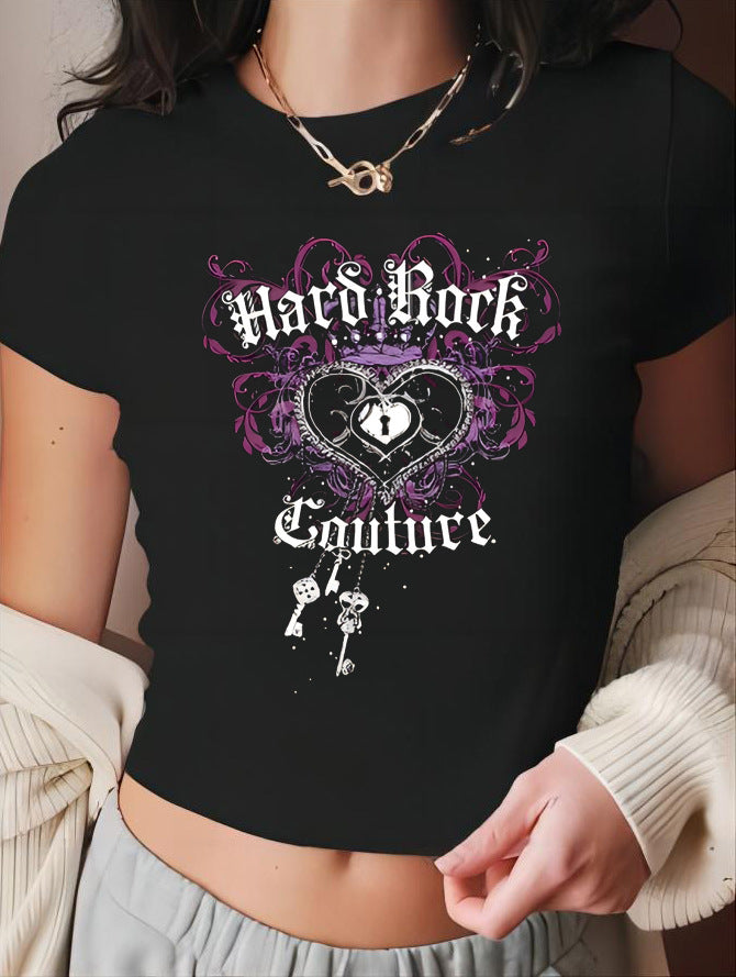 Damen Crop-T-Shirt mit künstlerischem Blutdruck-Design Drune