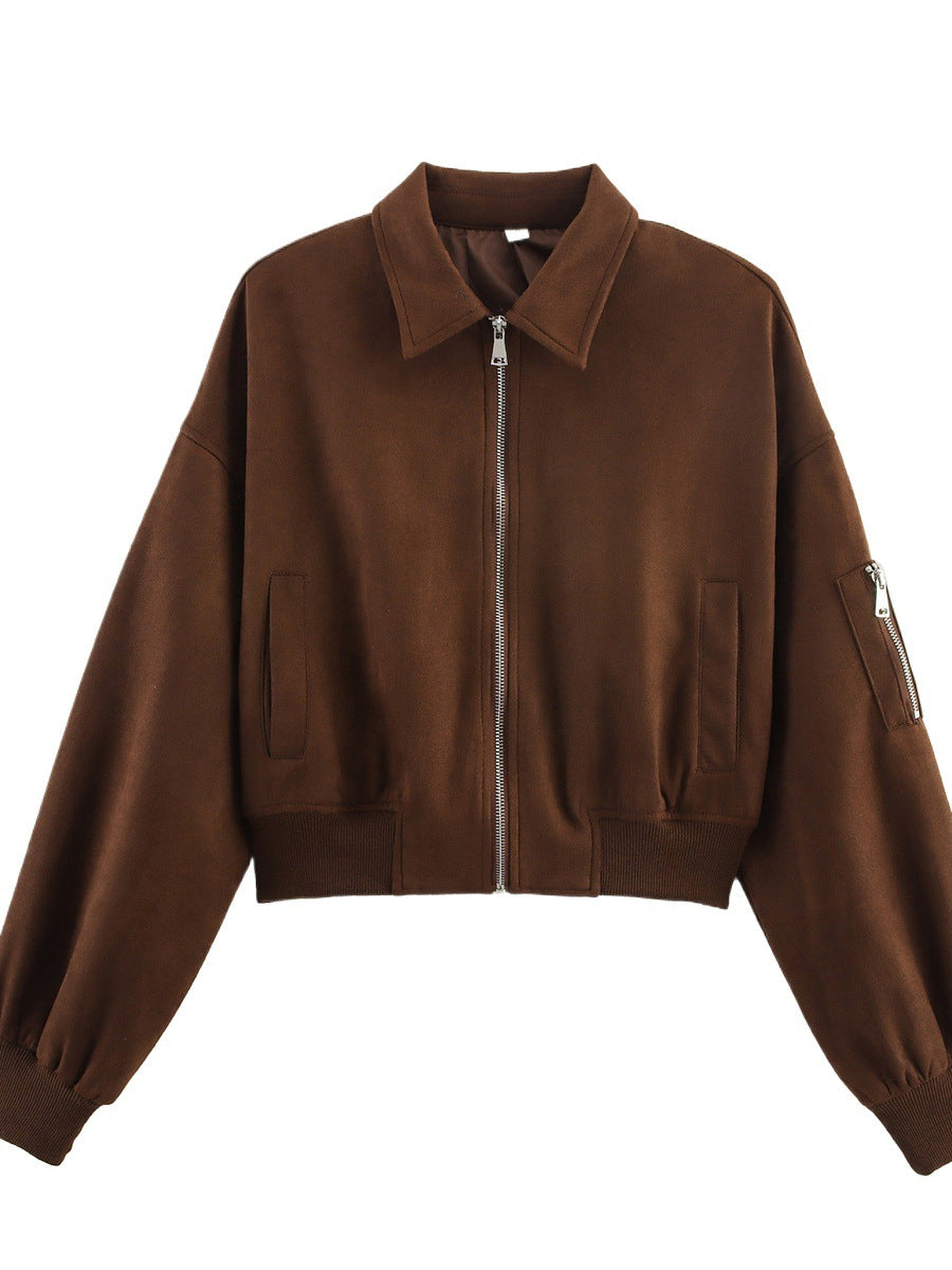 Damen Moderner Cropped Hoodie mit praktischen Taschen und Reißverschluss Drune