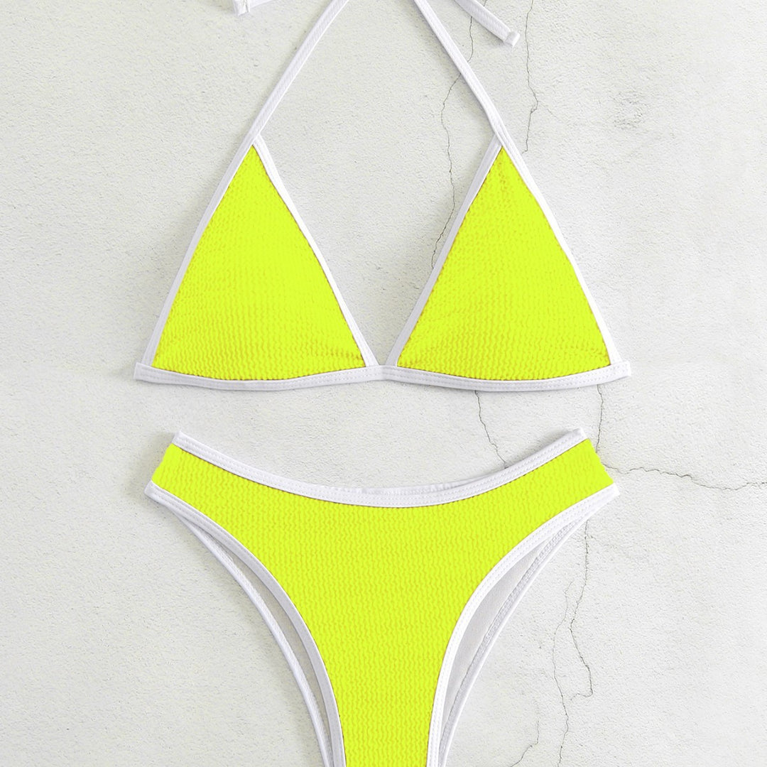 Damen Triangel-Bikini-Set mit kontrastierenden Borten Drune