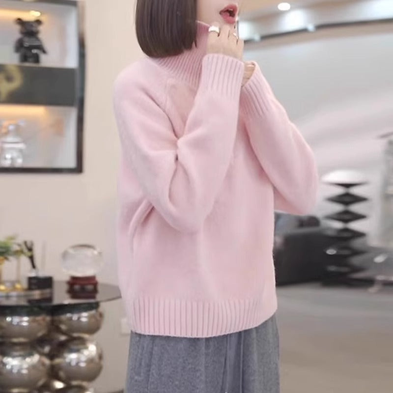 Damen Strickpullover mit hohem Kragen und praktischem Reißverschluss Drune