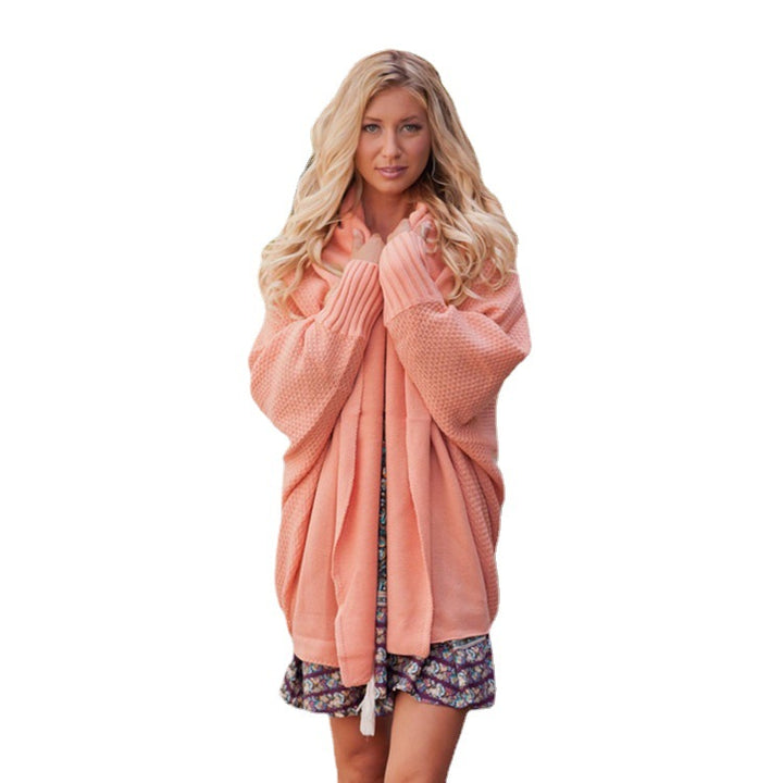 Damen kuschelige Strickjacke mit Kapuze und offenen Seiten Drune