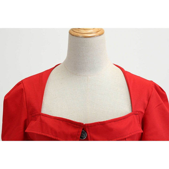 Damen Swingkleid mit eleganter Knopfleiste und tailliertem Gürtel Drune