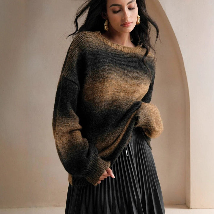Damen Grob gestrickter Pullover mit sanftem Farbverlauf Drune