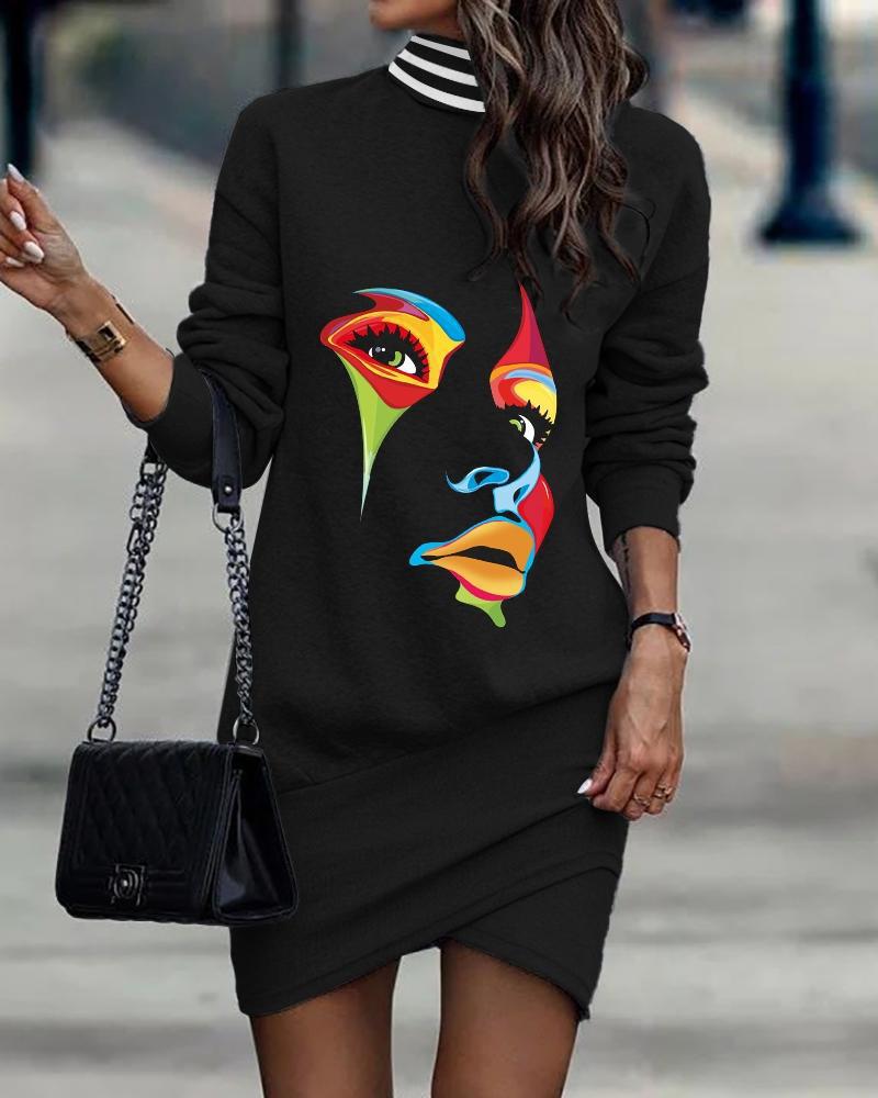 Damen Sweatkleid mit einzigartigem Totenkopf- und Blumenmotiv Drune