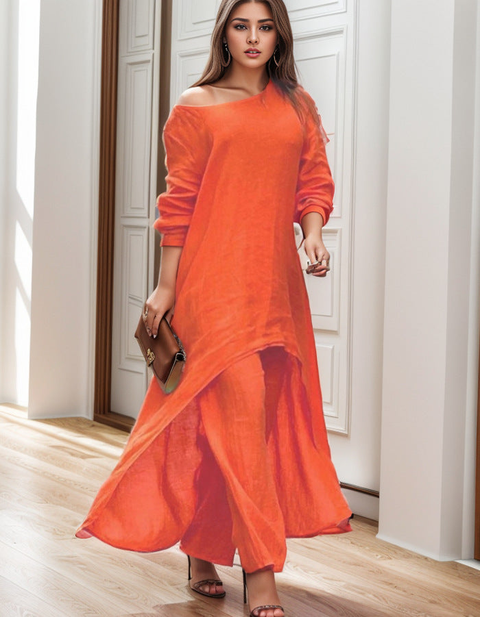 Damen Elegante Leinenbluse mit asymmetrischem Schnitt und lässigem Design Drune
