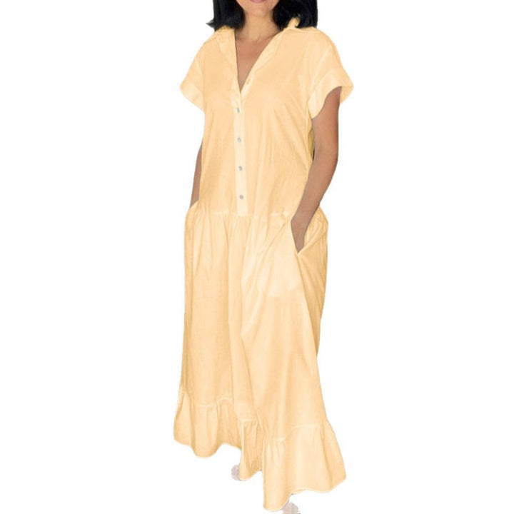 Damen Maxikleid mit Knopfleiste und praktischen Taschen Drune