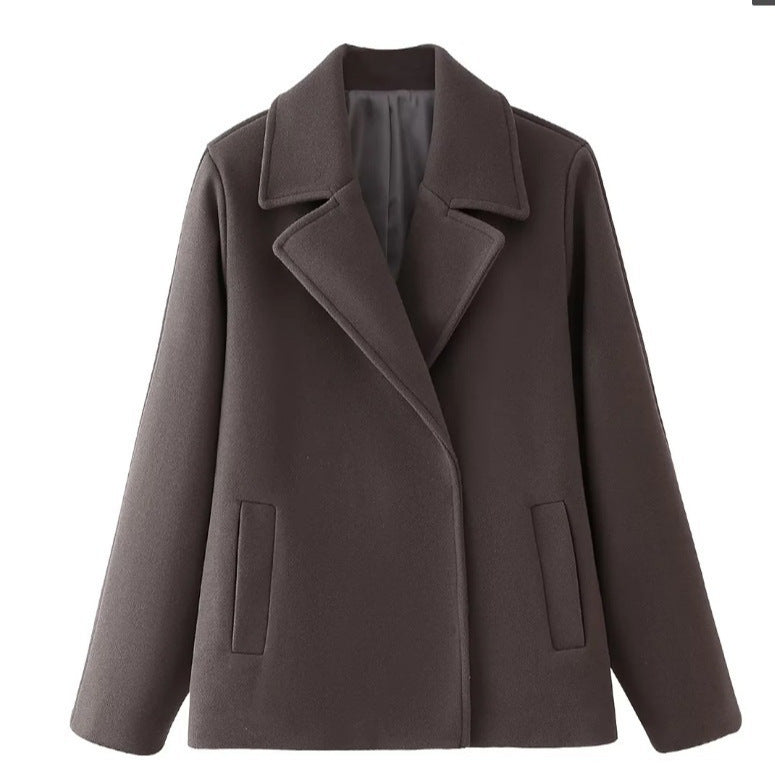 Damen elegante Wolljacke im klassischen Oversized-Schnitt Drune