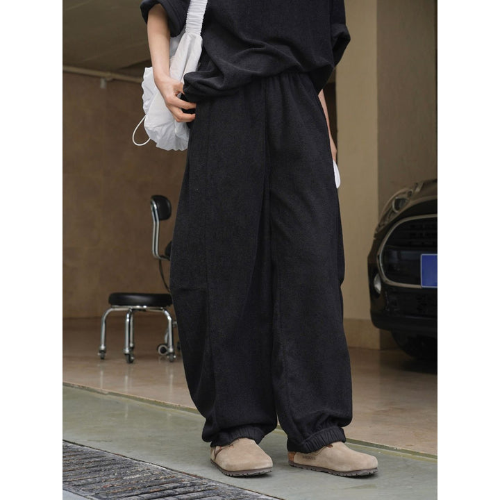 Damen bequeme Freizeithose mit elastischem Bund und lockerem Schnitt Drune
