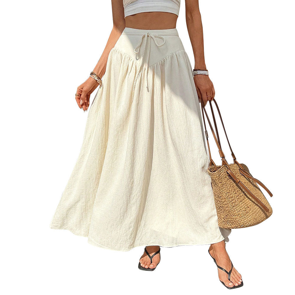 Damen Maxi-Rock mit elegantem, fließendem Schnitt und verstellbarem Taillenzug Drune