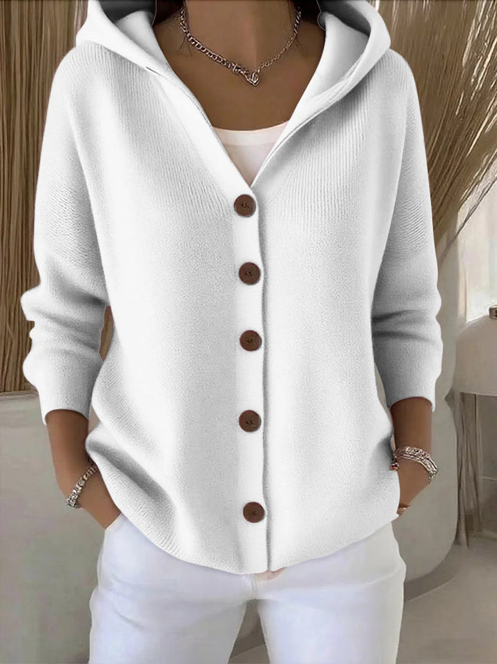 Damen Kapuzenstrickjacke mit Praktischen Knopfdetails und Lässigem Schnitt Drune
