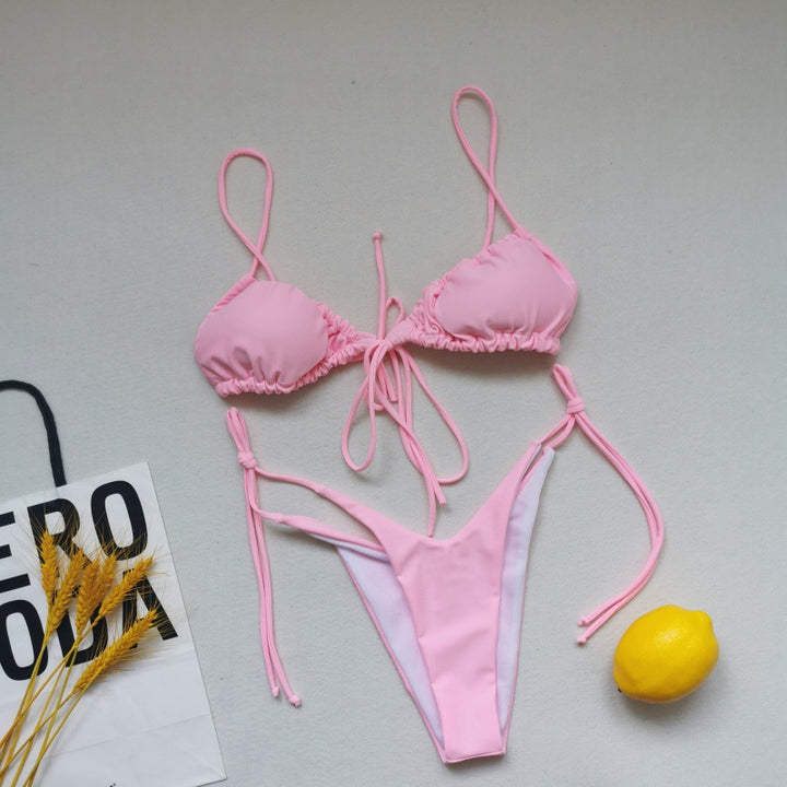 Damen Triangel-Bikini mit verstellbaren Schnürungen und kontrastierenden Akzenten Drune