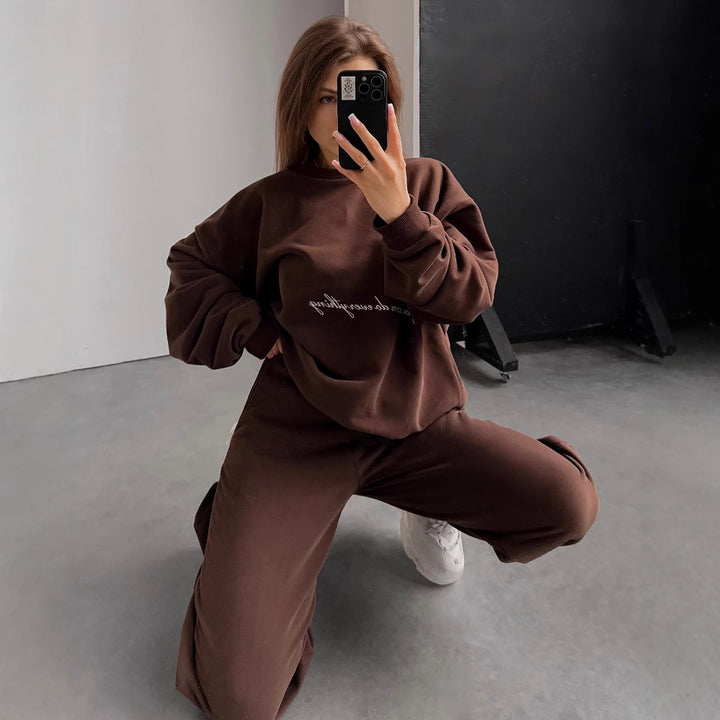Damen bequemer Freizeit-Sweatanzug mit elastischem Bund und oversized Schnitt Drune