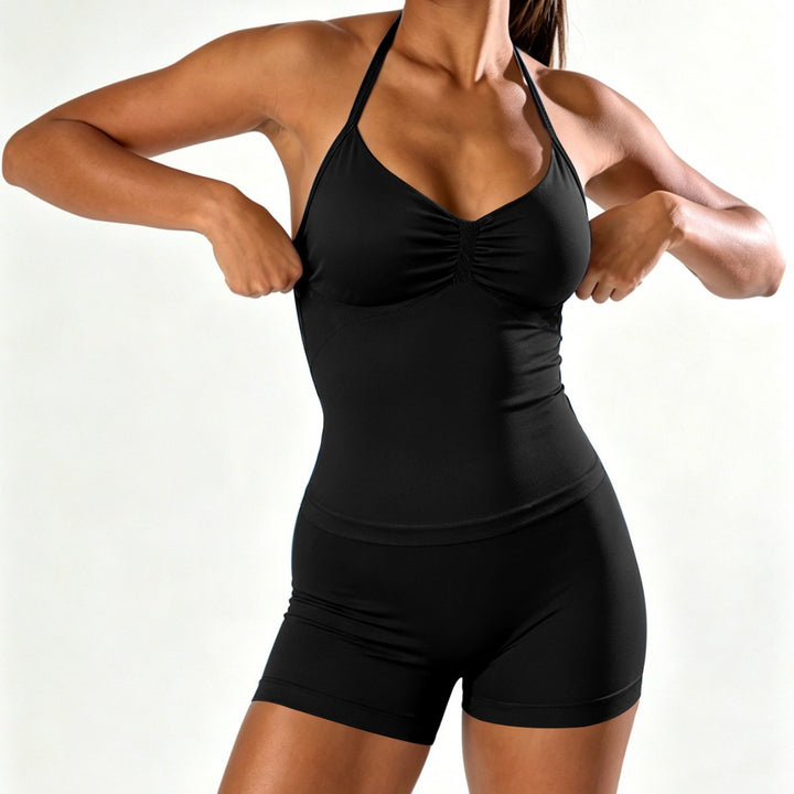 Damen Sportlicher Einteiler mit gerafftem Ausschnitt Drune