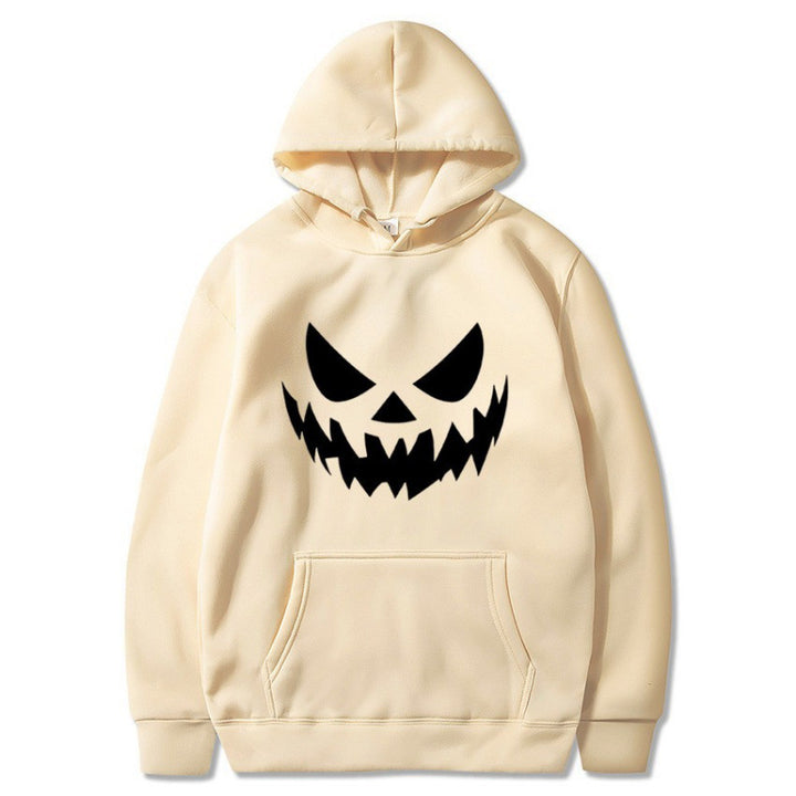Unisex nan Kapuzenpullover mit gruseligem Kürbisgesicht-Print und Oversize Kängurutasche Drune