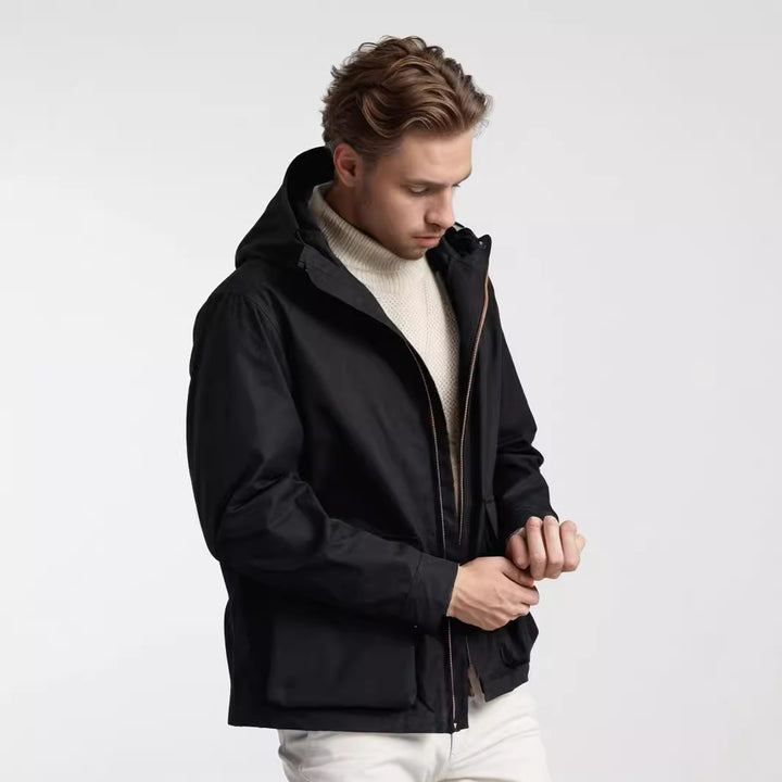 Herren funktionale Übergangsjacke mit abnehmbarer Kapuze Drune