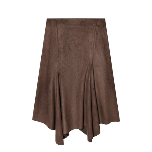 Damen A-linien Rock aus weichem Wildlederimitat mit elegantem Fall Drune