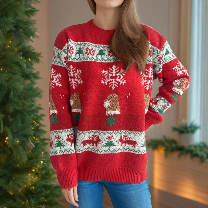 Damen Weihnachts-Pullover mit festlichen Motiven und weichem Strick Drune