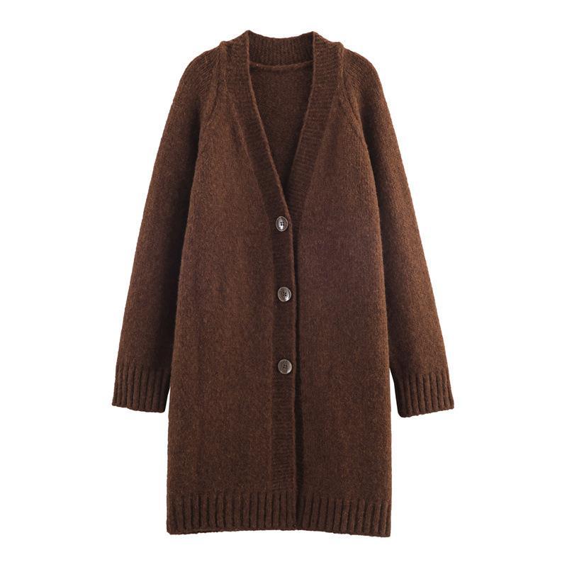 Damen Lange Strickjacke mit eleganter Knopfleiste und weichfließendem Material Drune