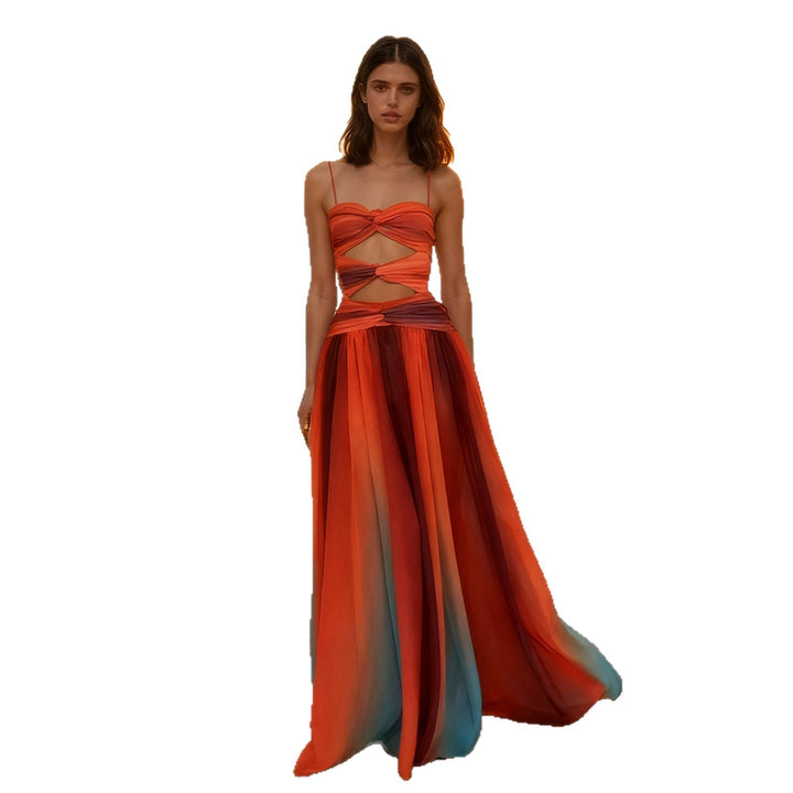 Damen Elegantes Maxikleid mit raffiniertem Wickeldesign und zartem Chiffon Drune