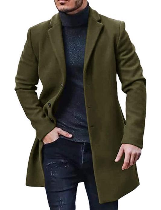 Herren eleganter Wollmantel mit klassischem Revers und modernen Akzenten Drune