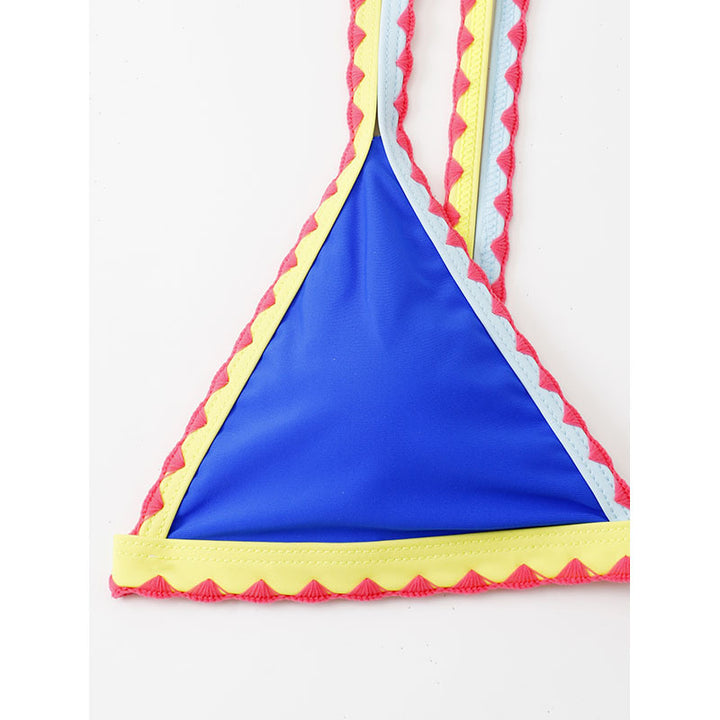 Damen Triangel-Bikini mit buntem Spitzenband Drune