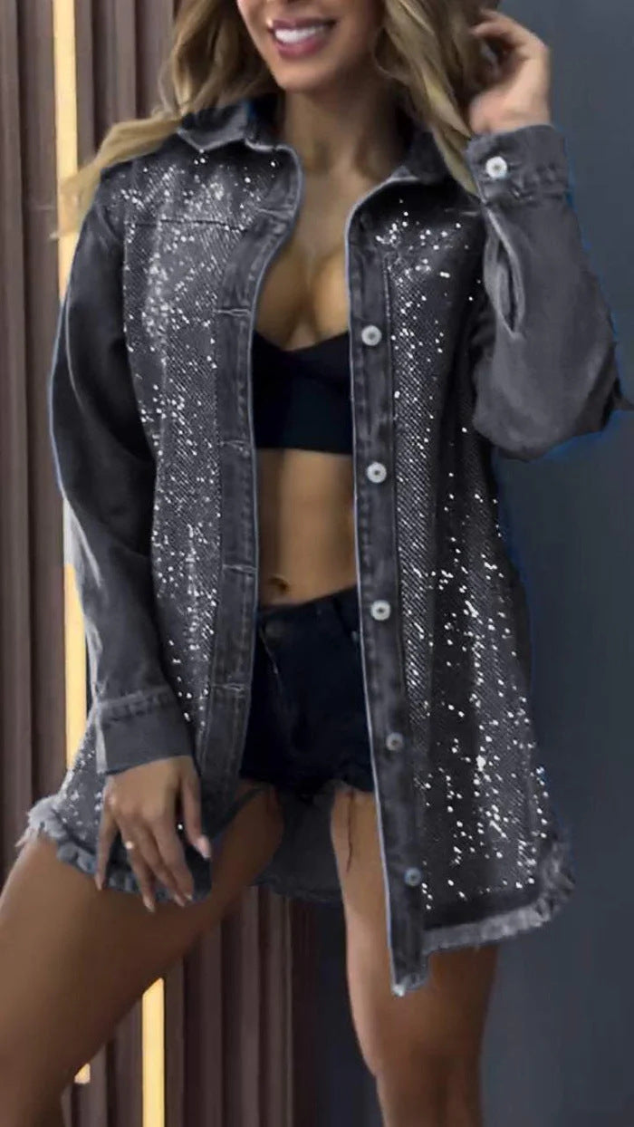Damen Elegant verzierte Denimjacke Drune
