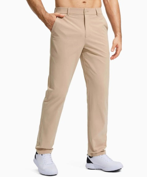 Herren nan elastische Golftwill-Hose mit geradem Schnitt, knitterfreiem Material und verdeckter Reißverschlusstasche Drune