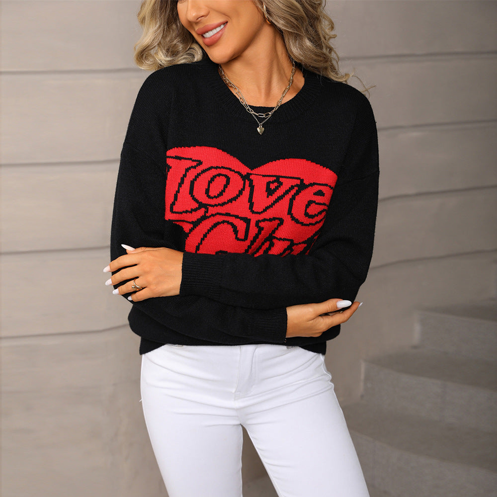 Damen Pullover mit auffälligem Schriftzug und großzügigem Schnitt Drune