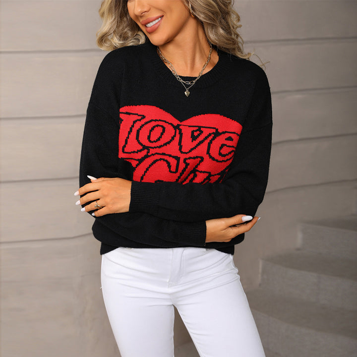 Damen Pullover mit auffälligem Schriftzug und großzügigem Schnitt Drune