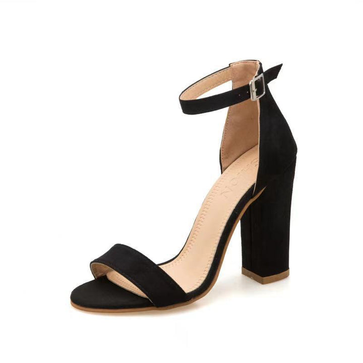 Damen Sandalen mit elegantem Blockabsatz und verstellbarem Knöchelriemen Drune