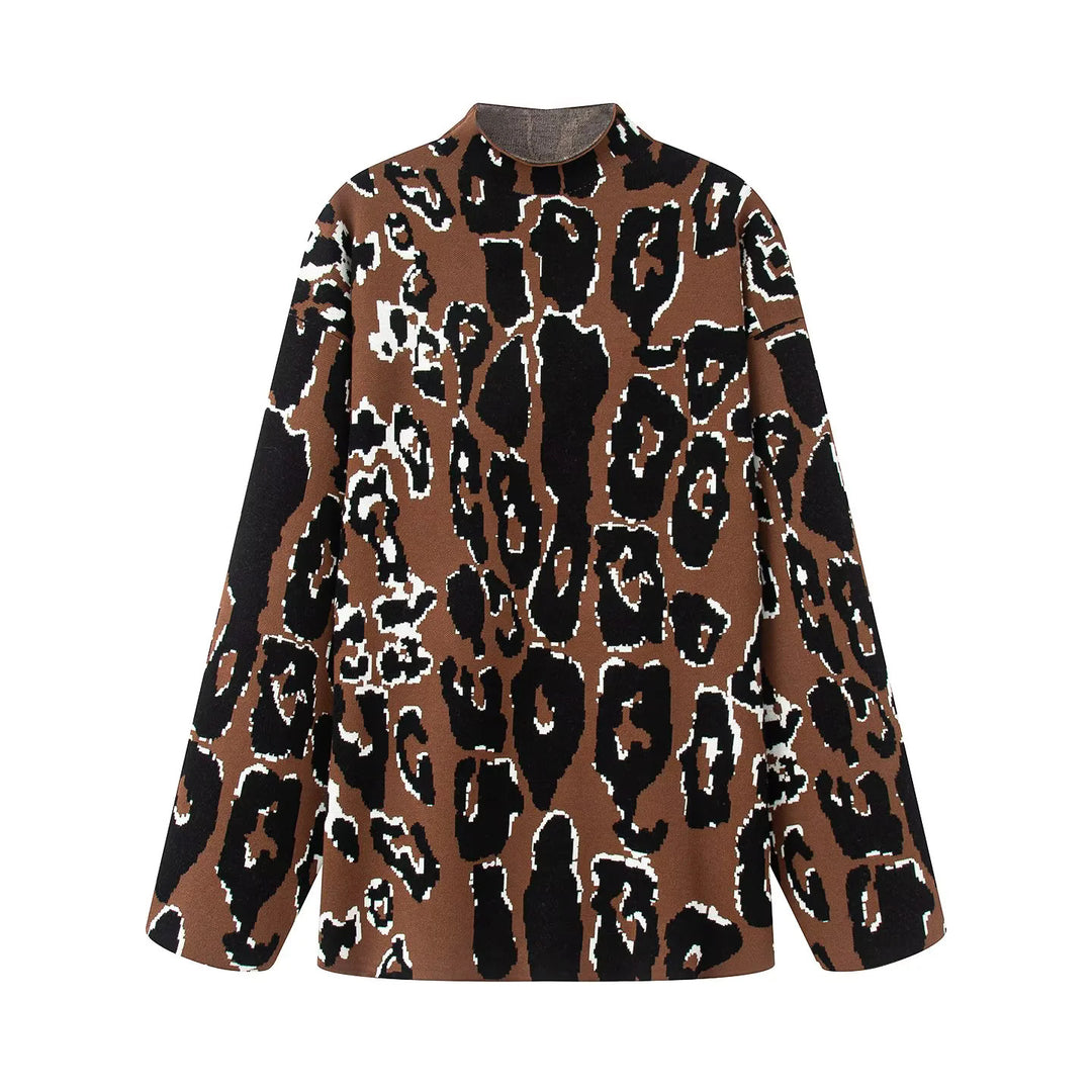 Damen lässiger Animal-Print Pullover Drune