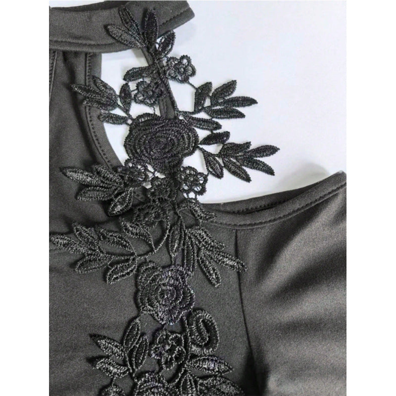 Damen Oberteil mit transparenten Spitzendetails und elegantem Schnitt Drune