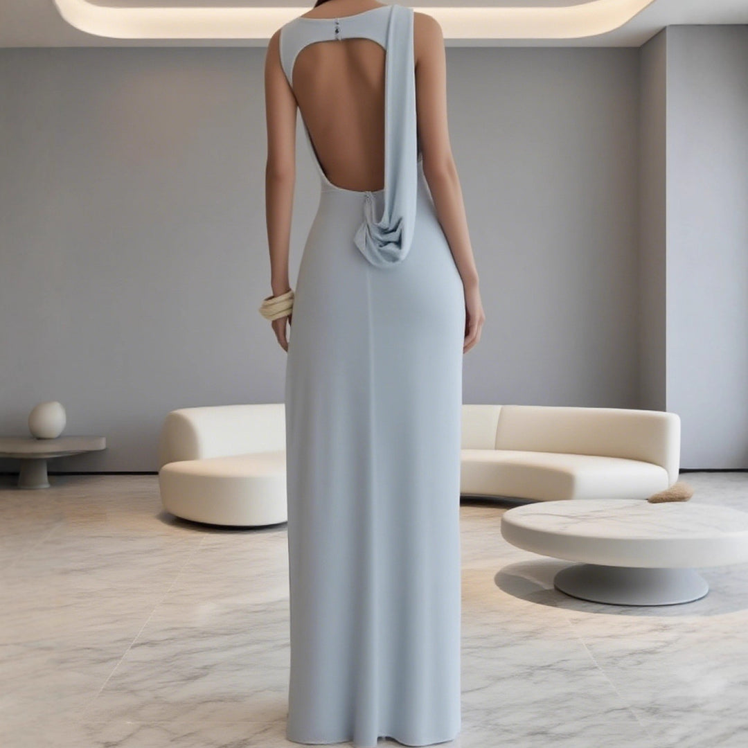 Damen Elegantes Maxi-Kleid mit raffinierter Drapierung und asymmetrischem Schnitt Drune
