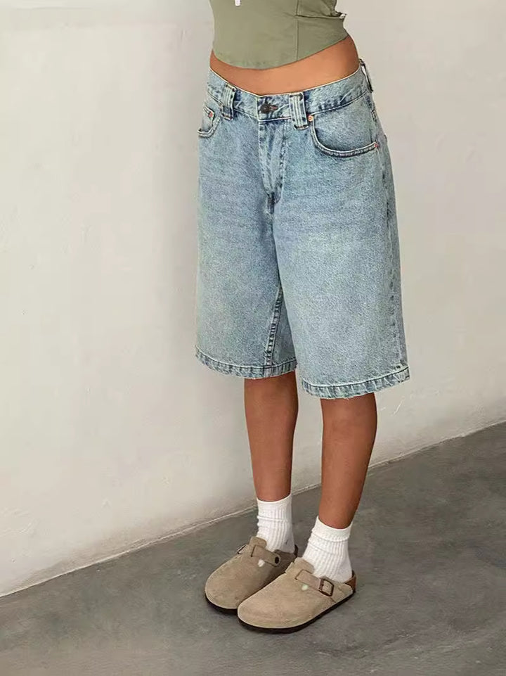 Damen Relaxed Fit Denim-Bermuda mit hohem Bund Drune