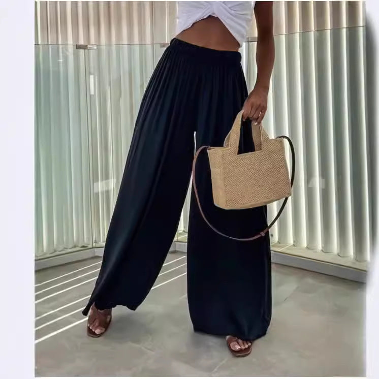 Damen Elegante weite Sommerhose mit elastischem Bund und fließendem Schnitt Drune