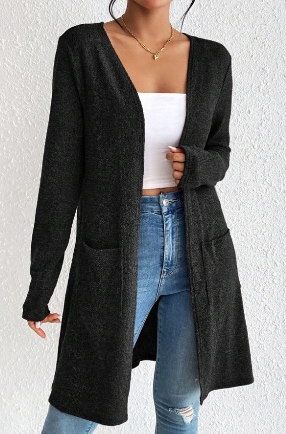 Damen Langer Strickcardigan mit praktischen Taschen Drune