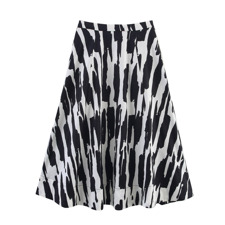 Damen A-Linie Midi-Rock mit stylischem abstraktem Druck Drune