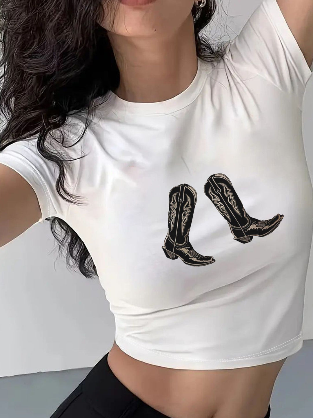 Damen Crop-T-Shirt mit auffälligem Statement-Print Drune 1777452337