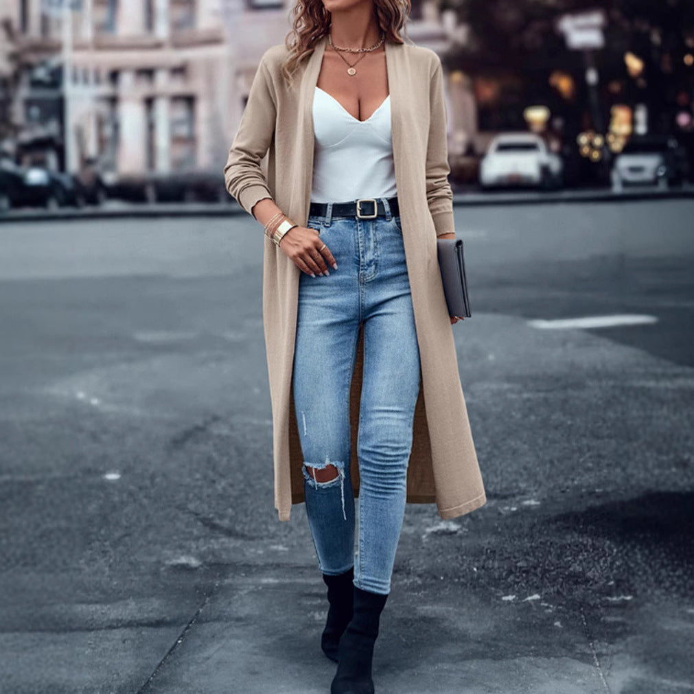 Damen Strickmantel mit offenem Design und eleganter Schnittführung Drune
